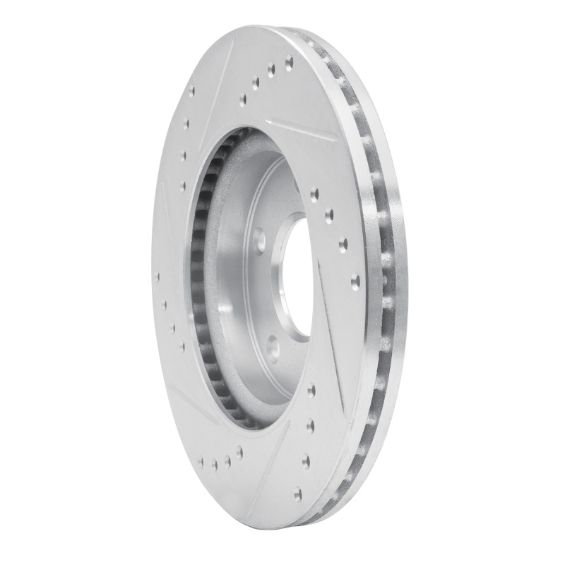 Nissan Sentra Brake Rotor (1) - Front Right - R1 Concepts - Drilled & Slotted - Silver - `13-`19